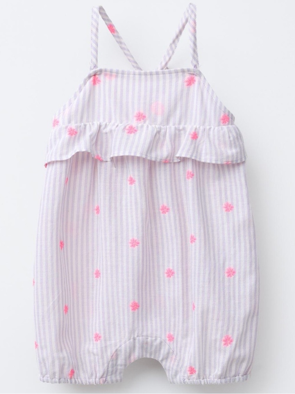 Zara Lilac Stripe Romper with Neon Pink Dots